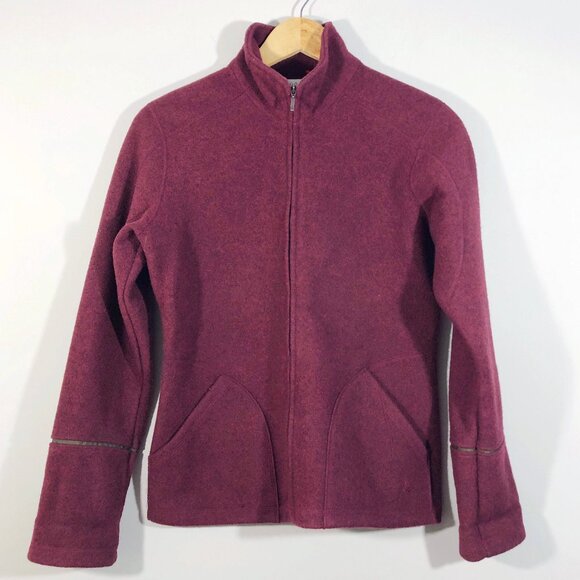 IBEX Cranberry Red 100% Merino New Zealand Wool Full-Zip Jacket S - Picture 1 of 12